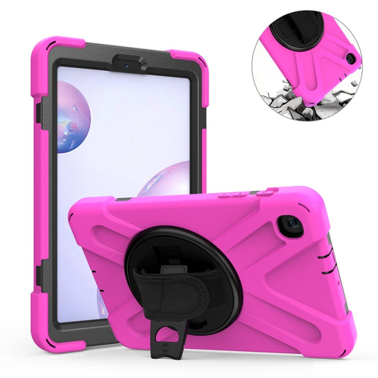 For Samsung Galaxy Tab A 8.4 2020 T307U Shockproof Colorful Silicone + PC Protective Case with Holder & Shoulder Strap & Hand Strap(Rose Red) - Tab A 8.4 (2020) by buy2fix | Online Shopping UK | buy2fix