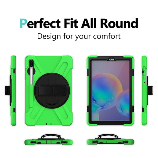 For Samsung Galaxy Tab S6 10.5 inch T860 / T865 Shockproof Colorful Silicone + PC Protective Case with Holder & Shoulder Strap & Hand Strap & Pen Slot(Green) - Tab S6 10.5 T860 / T865 by buy2fix | Online Shopping UK | buy2fix