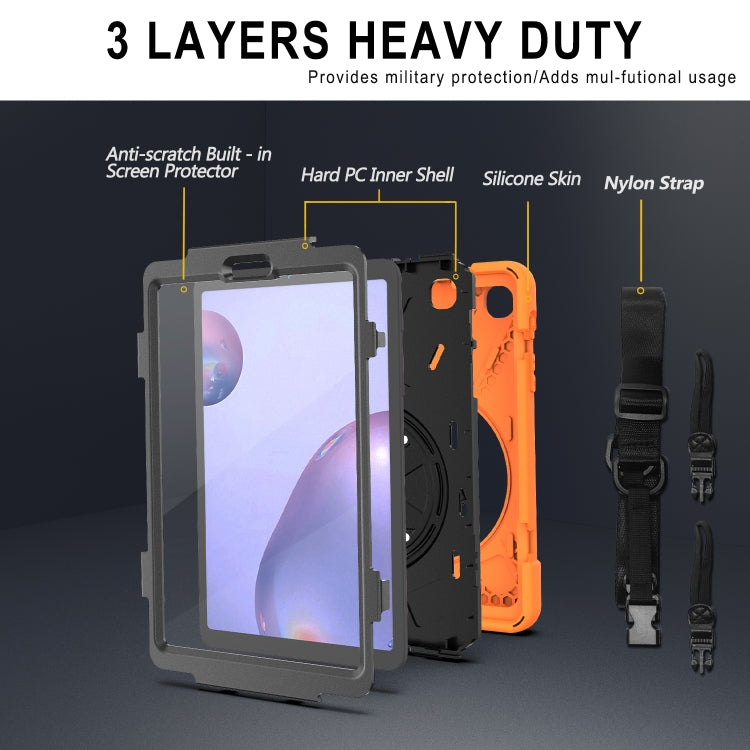 For Samsung Galaxy Tab A 8.4 2020 T307U Shockproof Colorful Silicone + PC Protective Case with Holder & Shoulder Strap & Hand Strap & Screen Protector(Orange) - Tab A 8.4 (2020) by buy2fix | Online Shopping UK | buy2fix