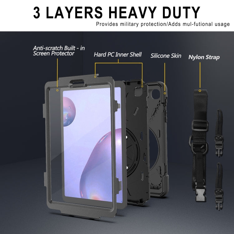 For Samsung Galaxy Tab A 8.4 2020 T307U Shockproof Colorful Silicone + PC Protective Case with Holder & Shoulder Strap & Hand Strap & Screen Protector(Black) - Tab A 8.4 (2020) by buy2fix | Online Shopping UK | buy2fix