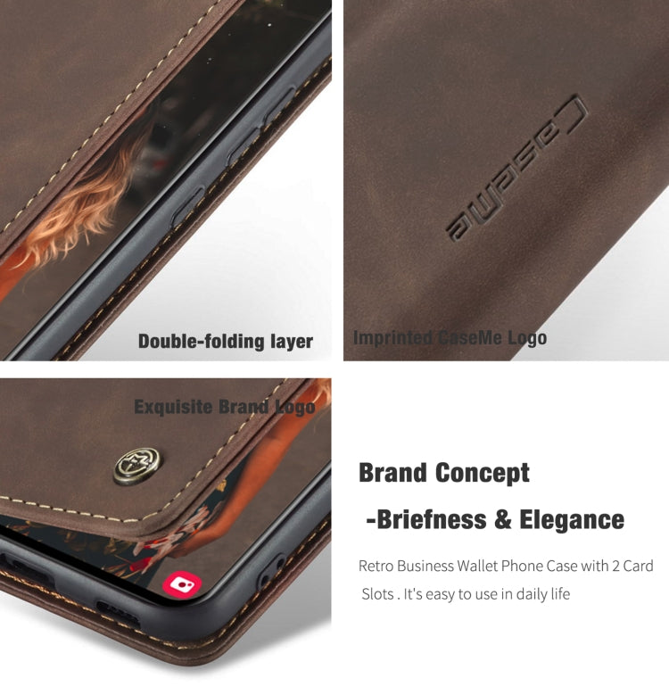 For Samsung Galaxy S21 FE CaseMe 013 Multifunctional Horizontal Flip Leather Case, with Card Slot & Holder & Wallet(Coffee) by CaseMe
