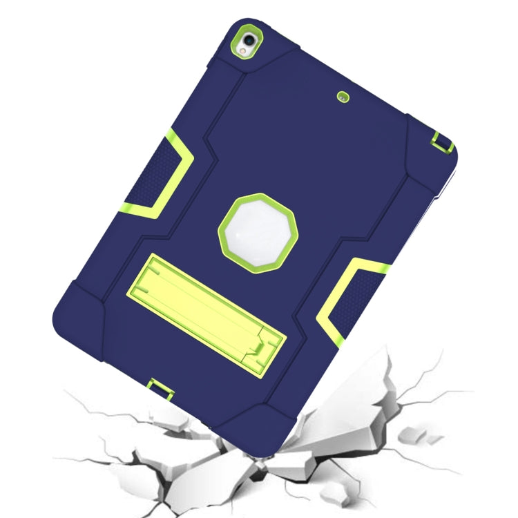 Contrast Color Robot Shockproof Silicone + PC Protective Case with Holder For iPad Pro 10.5 inch (2017) / Air 10.5 (2019)(Navy Blue + Yellow Green) - iPad Pro 10.5 inch Cases by buy2fix | Online Shopping UK | buy2fix