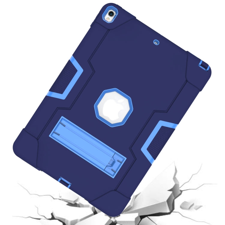 Contrast Color Robot Shockproof Silicone + PC Protective Case with Holder For iPad Pro 10.5 inch (2017) / Air 10.5 (2019)(Navy Blue + Blue) - iPad Pro 10.5 inch Cases by buy2fix | Online Shopping UK | buy2fix