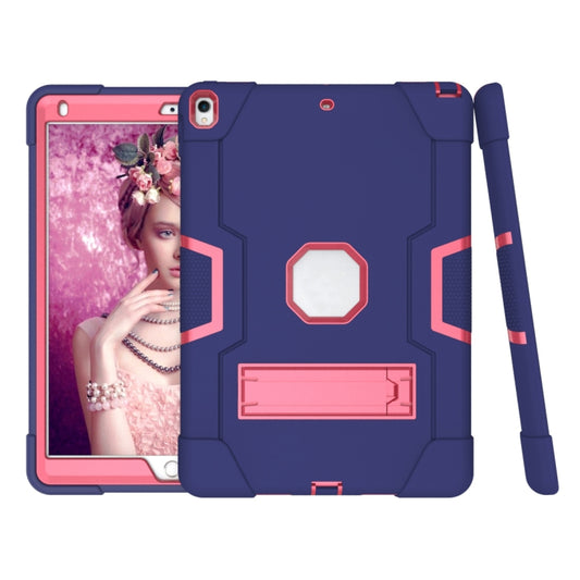 Contrast Color Robot Shockproof Silicone + PC Protective Case with Holder For iPad Pro 10.5 inch (2017) / Air 10.5 (2019)(Navy Blue + Rose Red) - iPad Pro 10.5 inch Cases by buy2fix | Online Shopping UK | buy2fix