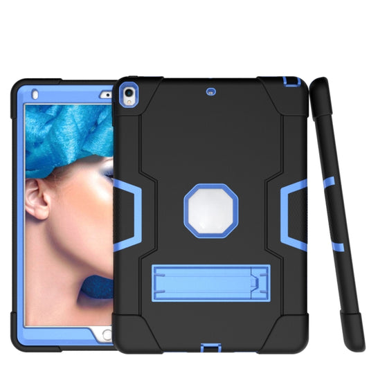 Contrast Color Robot Shockproof Silicone + PC Protective Case with Holder For iPad Pro 10.5 inch (2017) / Air 10.5 (2019)(Black + Blue) - iPad Pro 10.5 inch Cases by buy2fix | Online Shopping UK | buy2fix