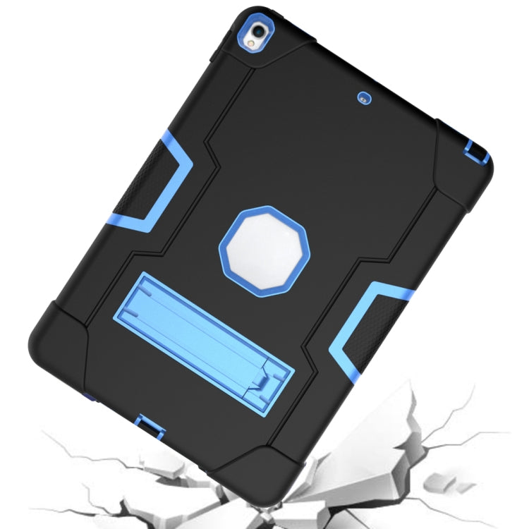 Contrast Color Robot Shockproof Silicone + PC Protective Case with Holder For iPad Pro 10.5 inch (2017) / Air 10.5 (2019)(Black + Blue) - iPad Pro 10.5 inch Cases by buy2fix | Online Shopping UK | buy2fix