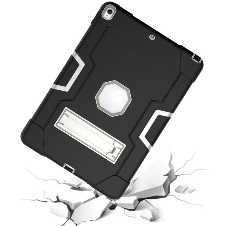 Contrast Color Robot Shockproof Silicone + PC Protective Case with Holder For iPad Pro 10.5 inch (2017) / Air 10.5 (2019)(Black+ Grey) - iPad Pro 10.5 inch Cases by buy2fix | Online Shopping UK | buy2fix