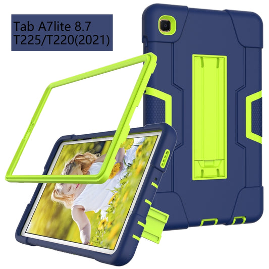 For Samsung Galaxy Tab A7 10.4 (2020) Contrast Color Robot Shockproof Silicone + PC Protective Case with Holder(Navy Blue + Yellow Green) - Other Galaxy Tab PC by buy2fix | Online Shopping UK | buy2fix