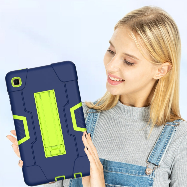 For Samsung Galaxy Tab A7 10.4 (2020) Contrast Color Robot Shockproof Silicone + PC Protective Case with Holder(Navy Blue + Yellow Green) - Other Galaxy Tab PC by buy2fix | Online Shopping UK | buy2fix