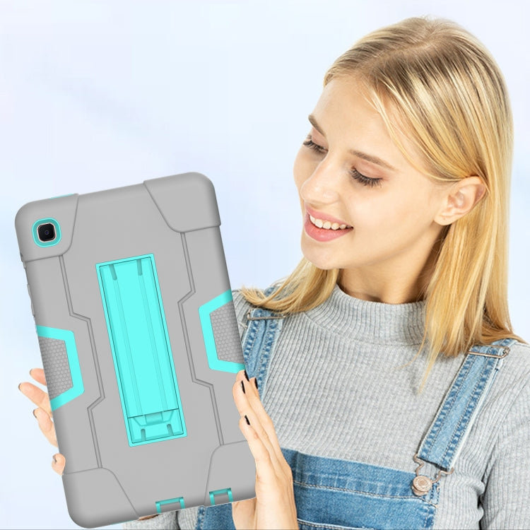 For Samsung Galaxy Tab A7 10.4 (2020) Contrast Color Robot Shockproof Silicone + PC Protective Case with Holder(Grey + Mint Green) - Other Galaxy Tab PC by buy2fix | Online Shopping UK | buy2fix