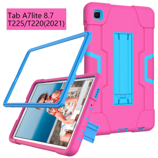For Samsung Galaxy Tab A7 10.4 (2020) Contrast Color Robot Shockproof Silicone + PC Protective Case with Holder(Rose Red + Blue) - Other Galaxy Tab PC by buy2fix | Online Shopping UK | buy2fix