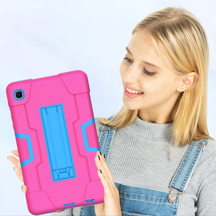 For Samsung Galaxy Tab A7 10.4 (2020) Contrast Color Robot Shockproof Silicone + PC Protective Case with Holder(Rose Red + Blue) - Other Galaxy Tab PC by buy2fix | Online Shopping UK | buy2fix