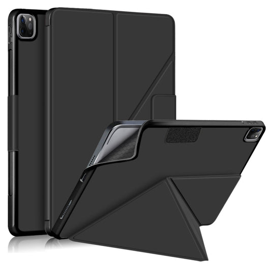 For iPad Pro 12.9 2022 / 2021 Multi-folding Horizontal Flip PU Leather Shockproof Tablet Case with Holder & Sleep / Wake-up Function(Black) - iPad Pro 12.9 (2022/2021) Cases by buy2fix | Online Shopping UK | buy2fix