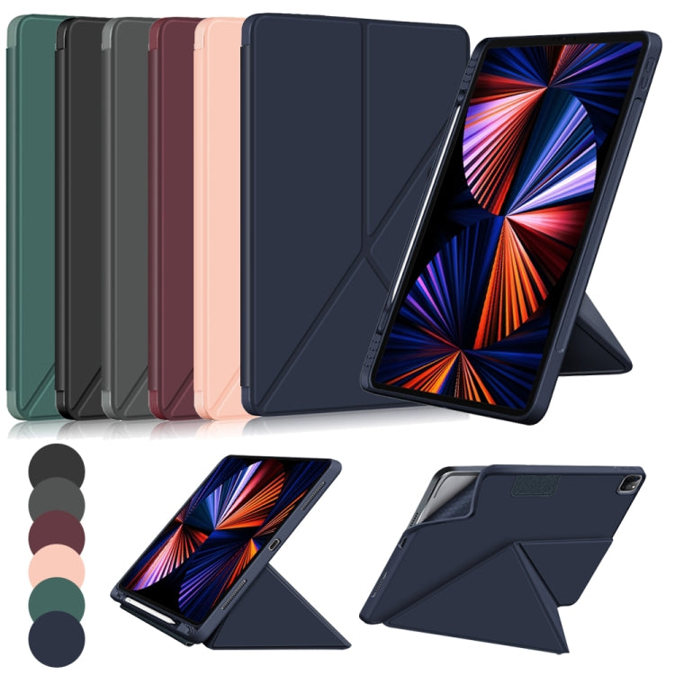 For iPad Pro 12.9 2022 / 2021 Multi-folding Horizontal Flip PU Leather Shockproof Tablet Case with Holder & Sleep / Wake-up Function(Rose Gold) - iPad Pro 12.9 (2022/2021) Cases by buy2fix | Online Shopping UK | buy2fix