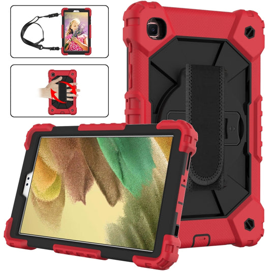 For Samsung Galaxy Tab A7 Lite T220 / T225 Contrast Color Robot Shockproof Silicon + PC Protective Case with Holder & Shoulder Strap(Red Black) by buy2fix