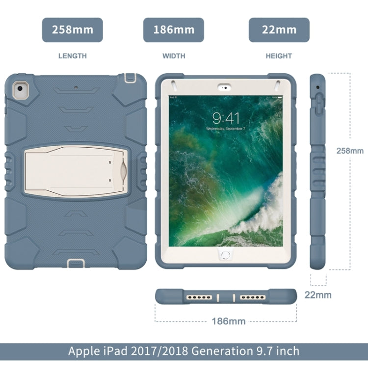 3-Layer Protection Screen Frame + PC + Silicone Shockproof Combination Case with Holder For iPad 9.7 (2018) / (2017) / Air 2 / Pro 9.7(Cornflower Blue) - iPad Pro 9.7 inch Cases by buy2fix | Online Shopping UK | buy2fix