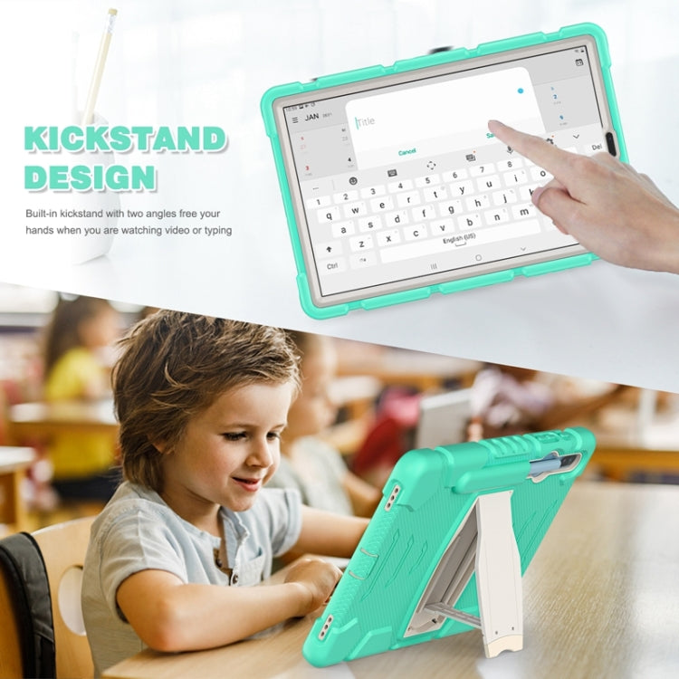 For Samsung Galaxy Tab S6 T860 3-Layer Protection Screen Frame + PC + Silicone Shockproof Combination Case with Holder(Mint Green) - Other Galaxy Tab PC by buy2fix | Online Shopping UK | buy2fix