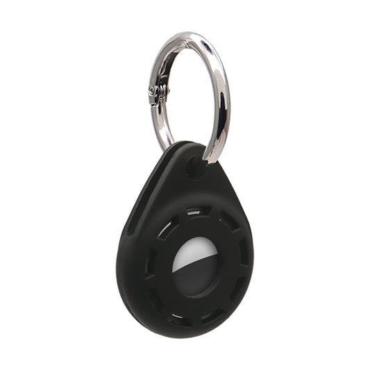 Silica Gel Anti-scratch Shockproof Protective Cover Soft Case with Keychain Ring Loop For AirTag(Black) by MOMAX