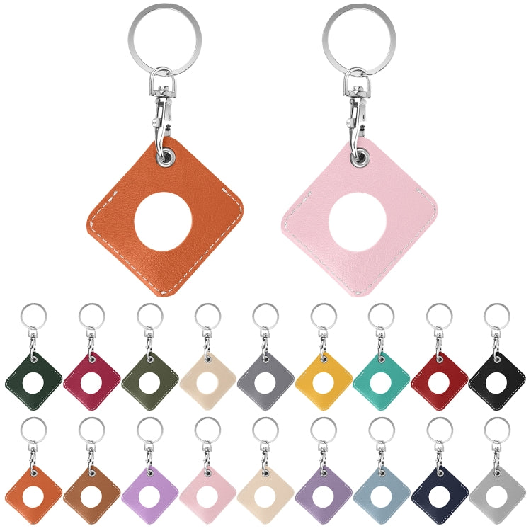 Square PU Leather Case Shockproof Anti-scratch Protective Cover with Keychain Ring Loop For AirTag(Deep Green) by MOMAX