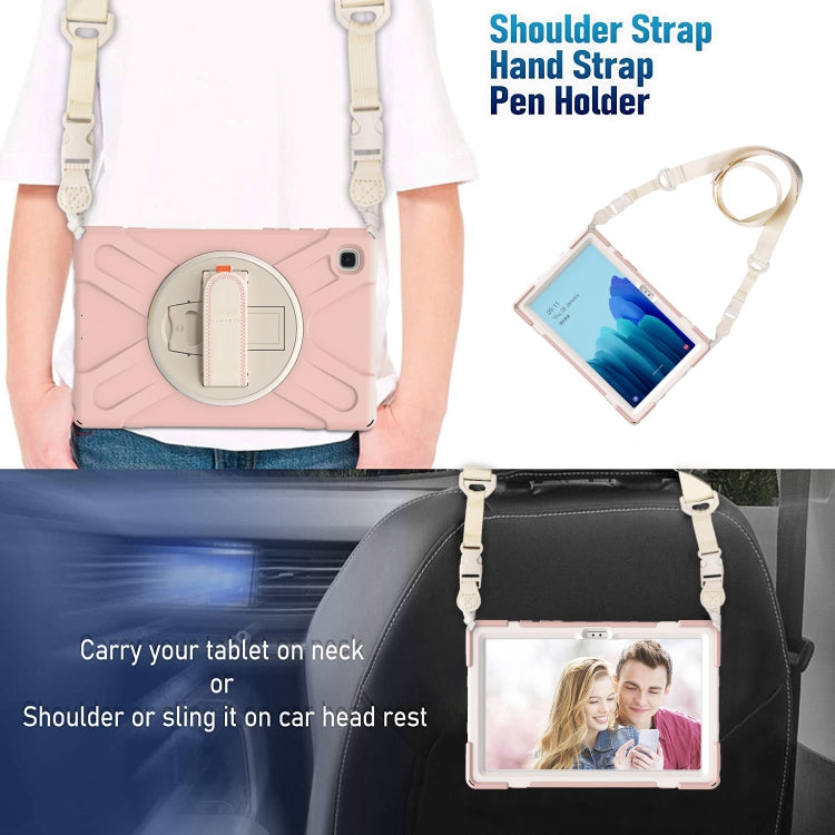 For Samsung Galaxy Tab A7 (2020) T500 Pure Color Silicone + PC Protective Case with Holder & Shoulder Strap(Sakura Pink) - Other Galaxy Tab PC by buy2fix | Online Shopping UK | buy2fix