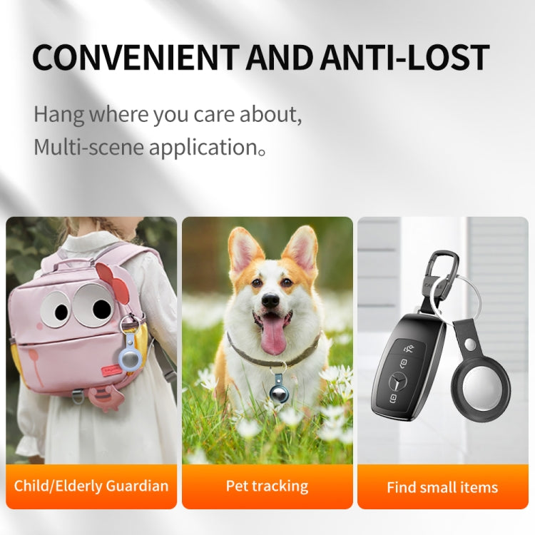 PU Leather Case Shockproof Anti-scratch Protective Cover with Keychain Ring Loop For AirTag(Indigo Blue) by MOMAX