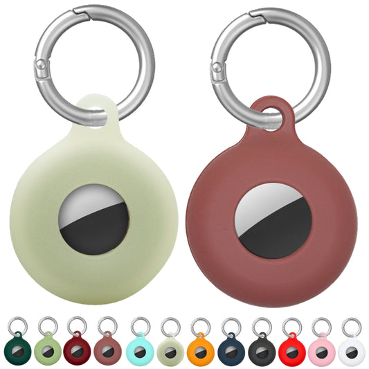 Dual-Side Hollow Anti-scratch Silicone Shockproof Protective Cover Case with Keychain Hook Loop For AirTag(Luminous Green) by MOMAX