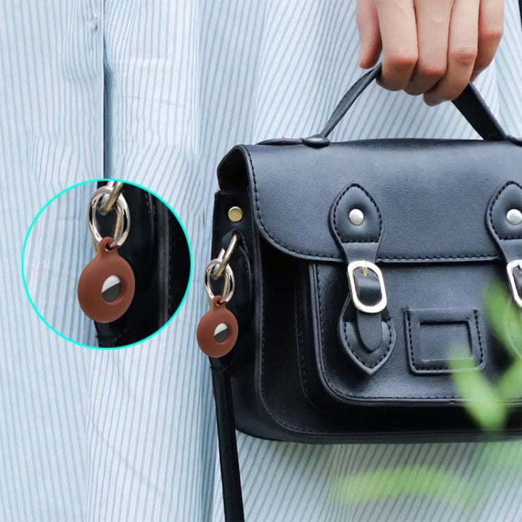 Dual-Side Hollow Anti-scratch Silicone Shockproof Protective Cover Case with Keychain Hook Loop For AirTag(Luminous Green) by MOMAX