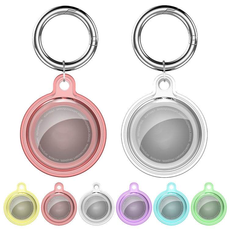 All-inclusive Clear Crystal Shockproof Protective Cover Case with Keychain Hook Loop For AirTag(Pink) by MOMAX