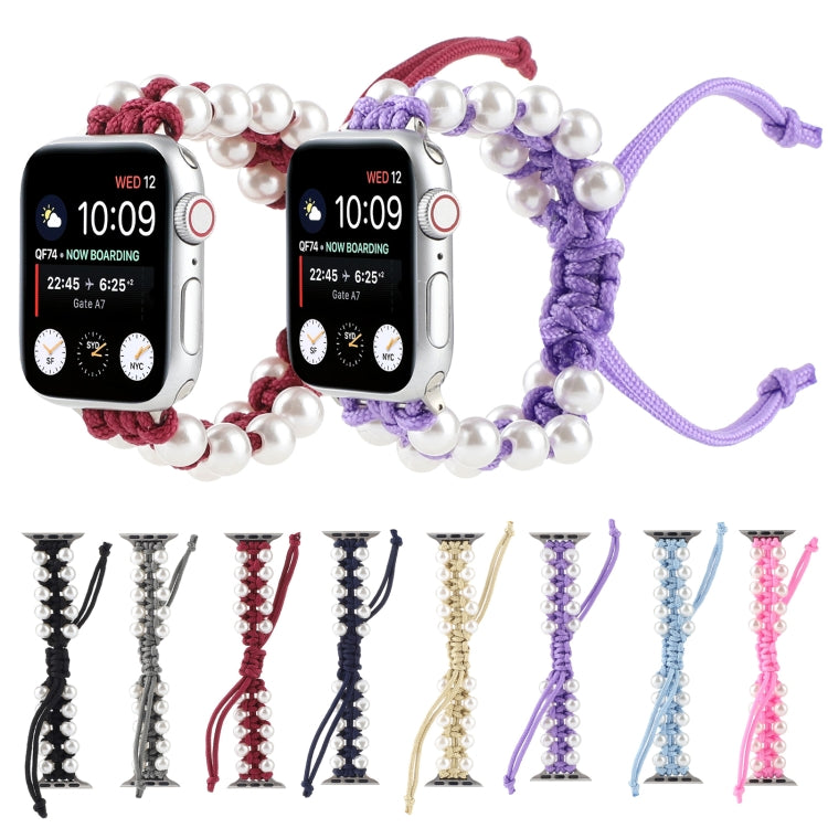 Umbrella Rope Bead Nylon Watch Band For Apple Watch Ultra 49mm&Watch Ultra 2 49mm / Series 9&8&7 45mm / SE 3&SE 2&6&SE&5&4 44mm / 3&2&1 42mm(Purple) by buy2fix