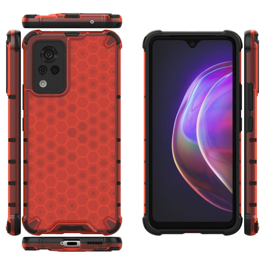 For vivo V21 Shockproof Honeycomb PC + TPU Case(Red) by buy2fix