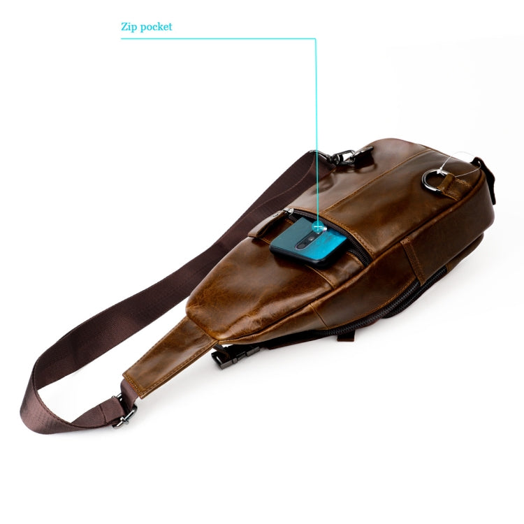 Men Leather Chest Bag Retro Shoulder Bag(Coffee) by buy2fix