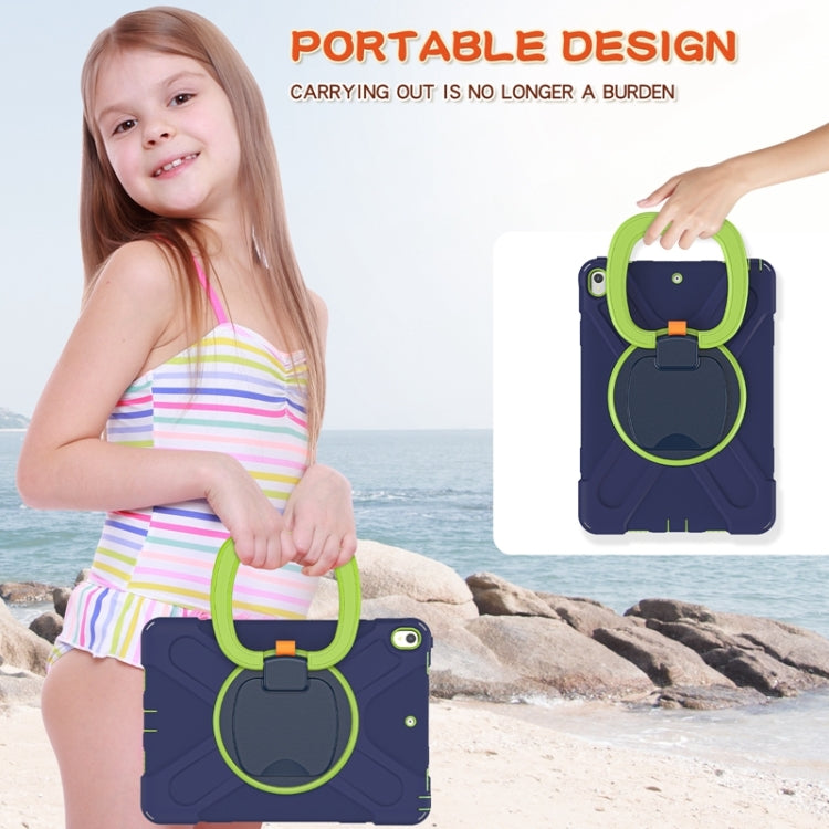 For iPad Pro 10.5 2017 / Air 10.5 2019 Silicone + PC Protective Case with Holder & Shoulder Strap(NavyBlue+Lime) - iPad Air (2019) Cases by buy2fix | Online Shopping UK | buy2fix