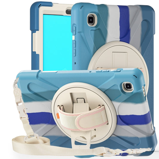 For Samsung Galaxy Tab A7 Lite T220 / T225 Silicone + PC Protective Case with Holder & Shoulder Strap(Colorful Blue) - Tab A7 Lite T220 / T225 by buy2fix | Online Shopping UK | buy2fix