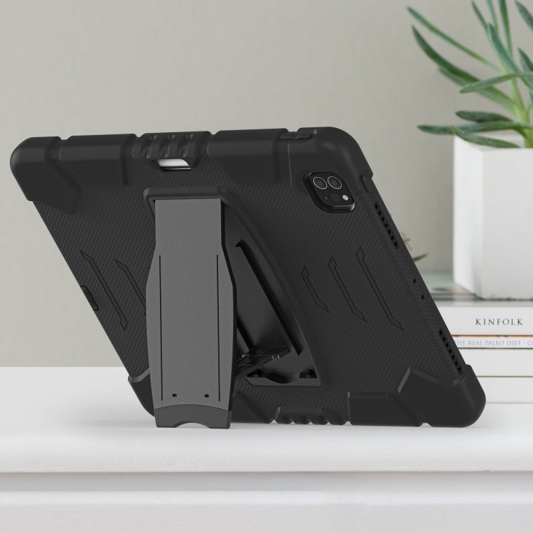 For iPad Pro 12.9 2022 / 2021 3-Layer Protection Screen Frame + PC + Silicone Shockproof Combination Tablet Case with Holder(Black+Black) - iPad Pro 12.9 (2022/2021) Cases by buy2fix | Online Shopping UK | buy2fix