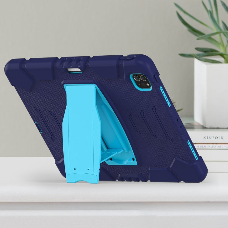 For iPad Pro 12.9 2022 / 2021 3-Layer Protection Screen Frame + PC + Silicone Shockproof Combination Tablet Case with Holder(NavyBlue+Blue) - iPad Pro 12.9 (2022/2021) Cases by buy2fix | Online Shopping UK | buy2fix