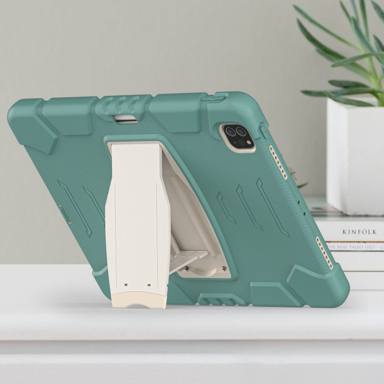 For iPad Pro 12.9 2022 / 2021 3-Layer Protection Screen Frame + PC + Silicone Shockproof Combination Tablet Case with Holder(Emerald Green) - iPad Pro 12.9 (2022/2021) Cases by buy2fix | Online Shopping UK | buy2fix