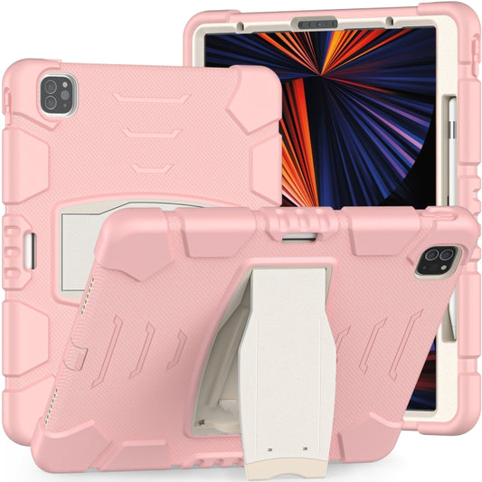 For iPad Pro 12.9 2022 / 2021 3-Layer Protection Screen Frame + PC + Silicone Shockproof Combination Tablet Case with Holder(Cherry Blossoms Pink) - iPad Pro 12.9 (2022/2021) Cases by buy2fix | Online Shopping UK | buy2fix