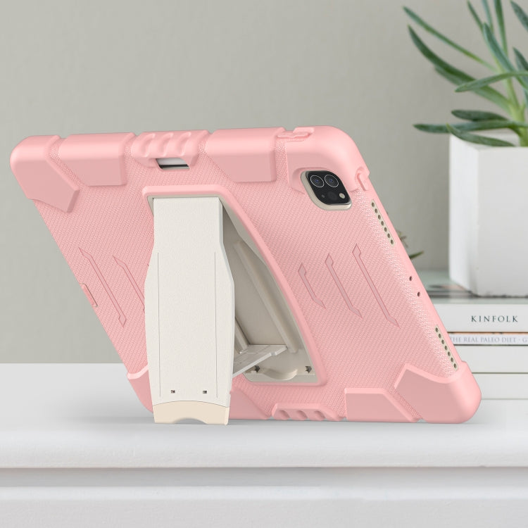 For iPad Pro 12.9 2022 / 2021 3-Layer Protection Screen Frame + PC + Silicone Shockproof Combination Tablet Case with Holder(Cherry Blossoms Pink) - iPad Pro 12.9 (2022/2021) Cases by buy2fix | Online Shopping UK | buy2fix