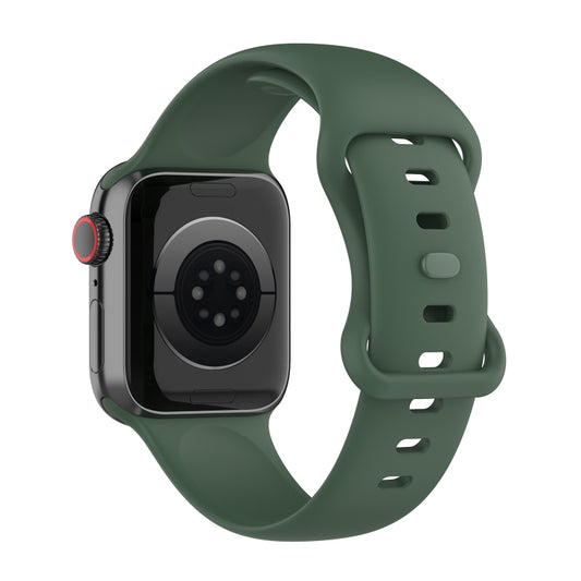 Large Size Silicone Watch Band For Apple Watch Series Series 9&8&7 41mm / SE 3&SE 2&6&SE&5&4 40mm / 3&2&1 38mm(Dark Green) by buy2fix