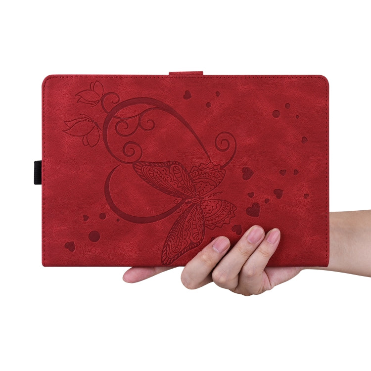For Samsung Galaxy Tab S8 / Galaxy Tab S7 T870 SM-T875 SM-T876B Love Butterfly Pattern Horizontal Flip Leather Case with Holder(Red) by buy2fix