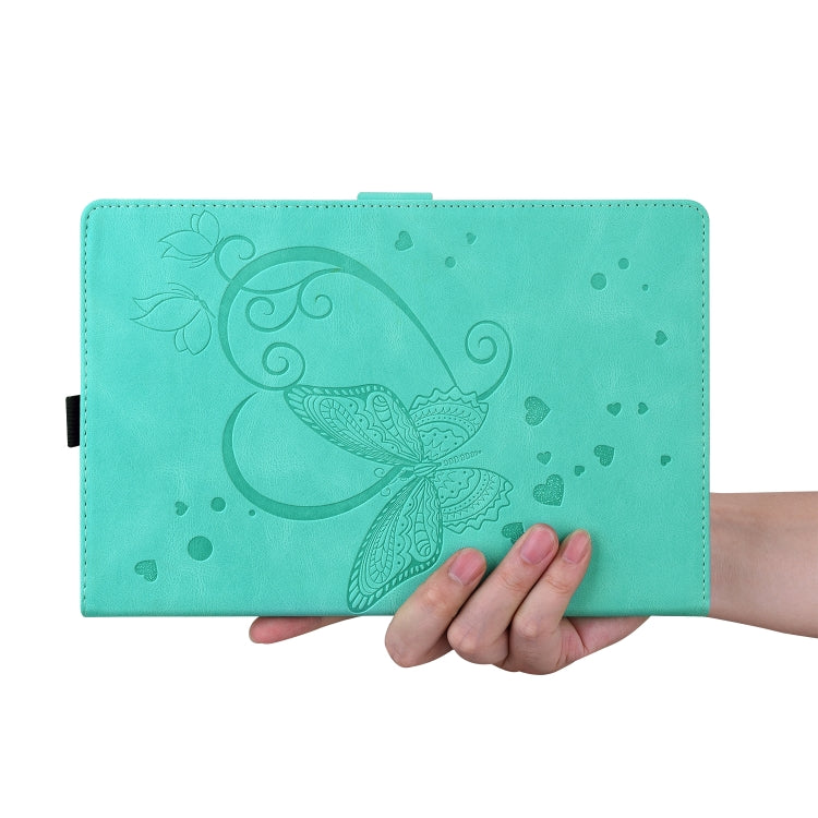 For Samsung Tab S7+ T970 T976B Love Butterfly Pattern Horizontal Flip Leather Case with Holder(Green) by buy2fix
