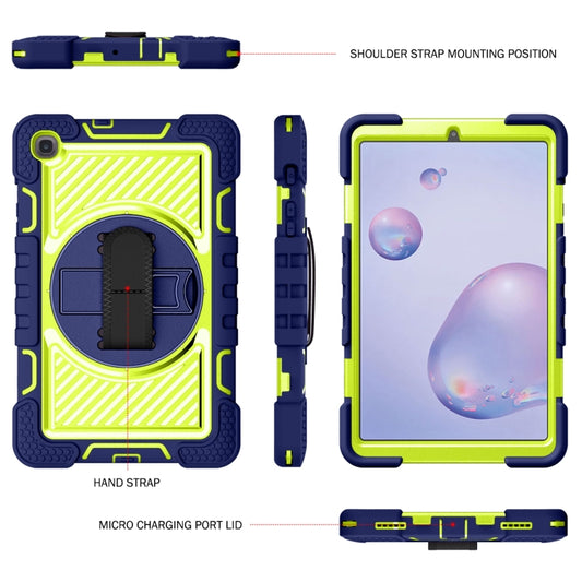 For Samsung Galaxy Tab A 8.4 2020 T307 360 Degree Rotation Contrast Color Shockproof Silicone + PC Case with Holder & Hand Grip Strap & Shoulder Strap(Navy+Yellow Green) - Tab A 8.4 (2020) by buy2fix | Online Shopping UK | buy2fix