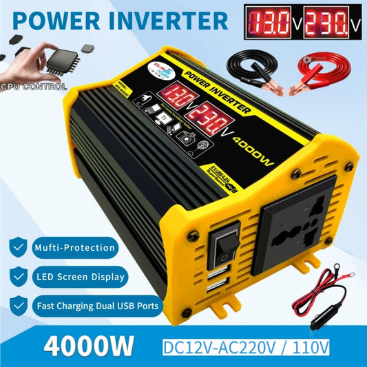Legend II Generation 12V to 110V 4000W Modified Square Wave Car Power Inverter(Black) by buy2fix