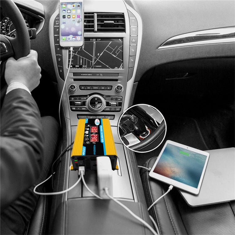 Tang II Generation 12V to 220V 4000W Modified Square Wave Car Power Inverter(Yellow) by buy2fix