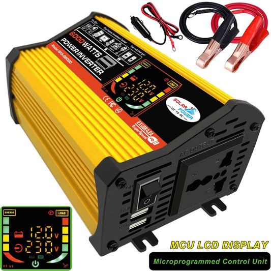 Legend III Generation DC12V to AC110V 6000W Modified Square Wave Car Power Inverter with LED Display(Yellow) by buy2fix