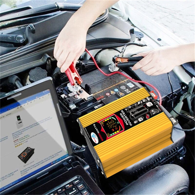 Tang III Generation 12V to 110V 6000W Modified Square Wave Car Power Inverter with LCD Display & Dual USB(Yellow) by buy2fix