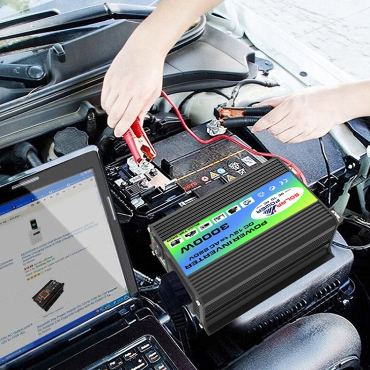 Tang I Generation 12V to 110V 3000W Modified Square Wave Intelligent Car Power Inverter with Dual USB(Black) by buy2fix