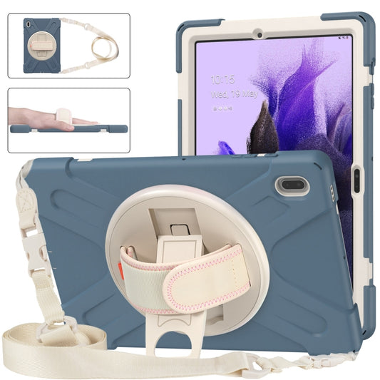 For Samsung Galaxy Tab S7 FE T730 / S7+ / S9+ /S8+ Silicone + PC Protective Case with Holder & Shoulder Strap(Cornflower Blue) by buy2fix