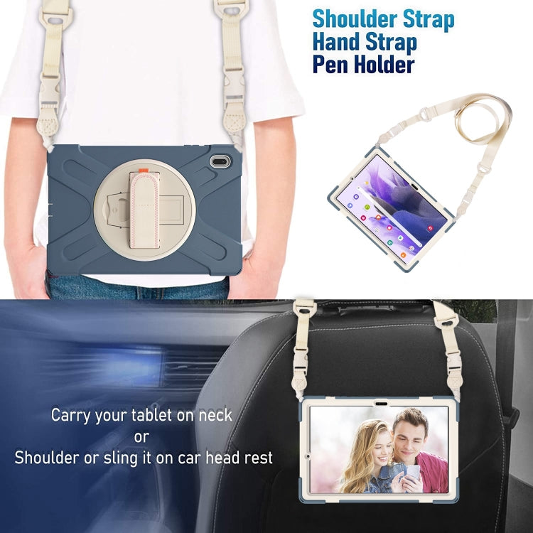 For Samsung Galaxy Tab S7 FE T730 / S7+ / S9+ /S8+ Silicone + PC Protective Case with Holder & Shoulder Strap(Cornflower Blue) by buy2fix