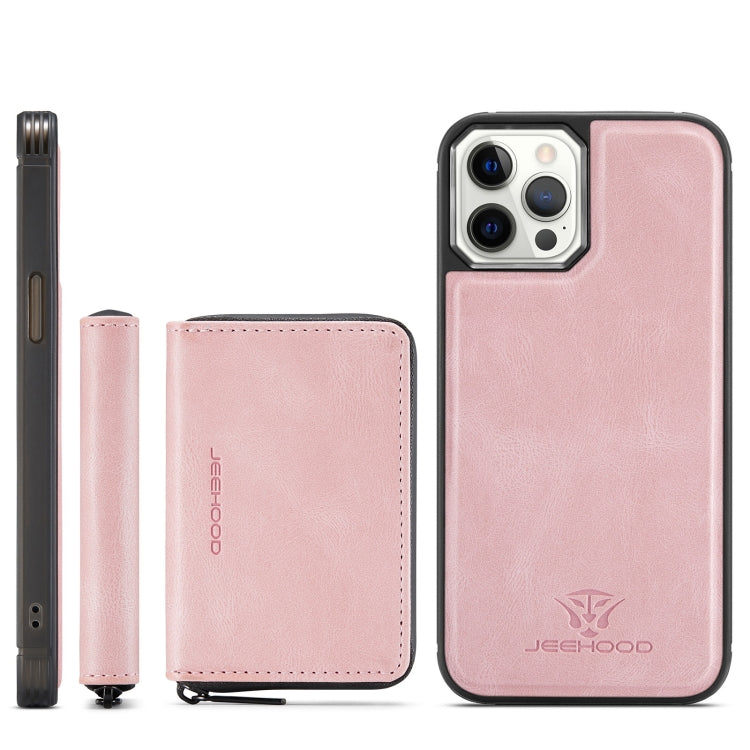 For iPhone 12 mini JEEHOOD Magnetic Zipper Horizontal Flip Leather Case with Holder & Card Slot & Wallet (Pink) - iPhone 12 mini Cases by JEEHOOD | Online Shopping UK | buy2fix